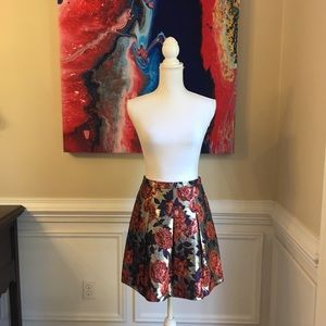JCREW Metallic Floral Skater Mini Skirt EUC Sz.00